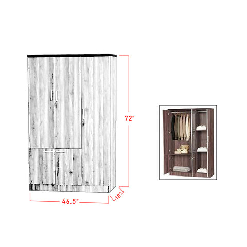 Image of Zara Series 11 Wardrobe 3-Door Cabinet in Dark Brown
