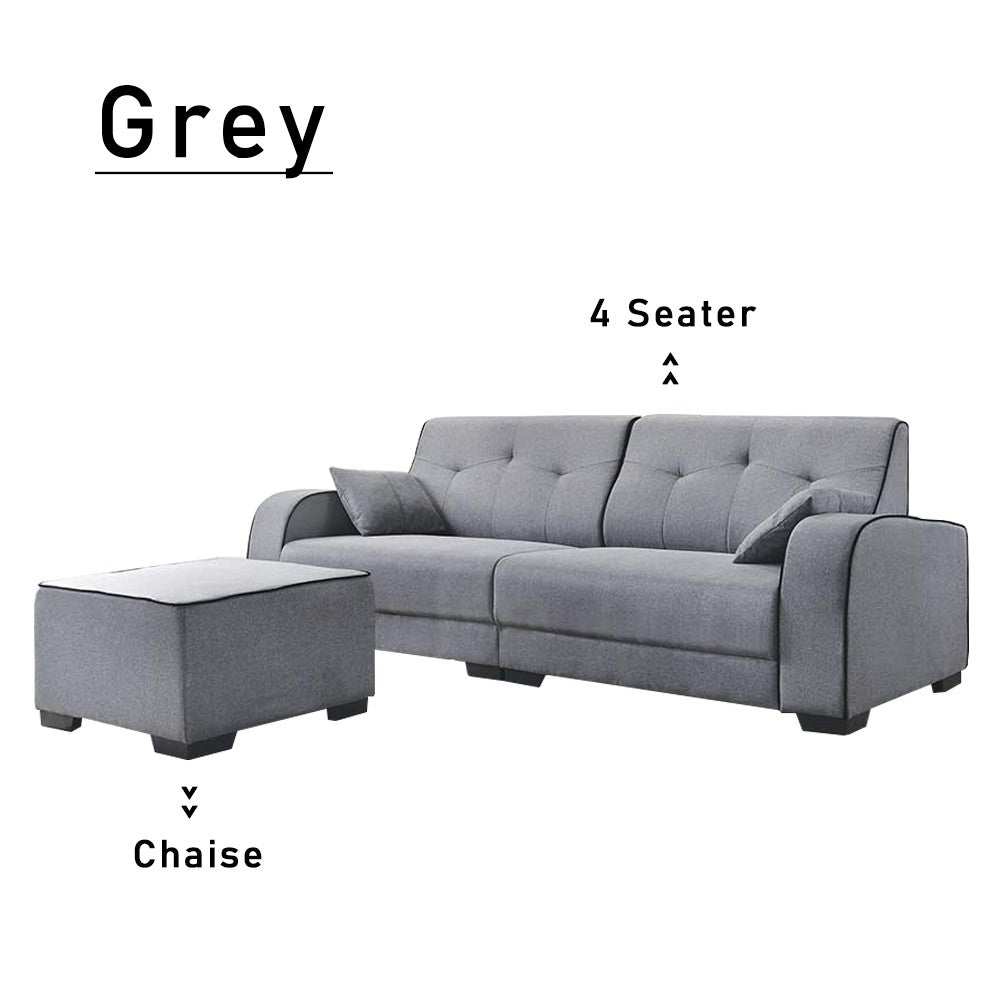 Kyra 2/3/4 Seater L Shaped Sofa Set with Chaise In 4 Colors-Furnituremart.sg
