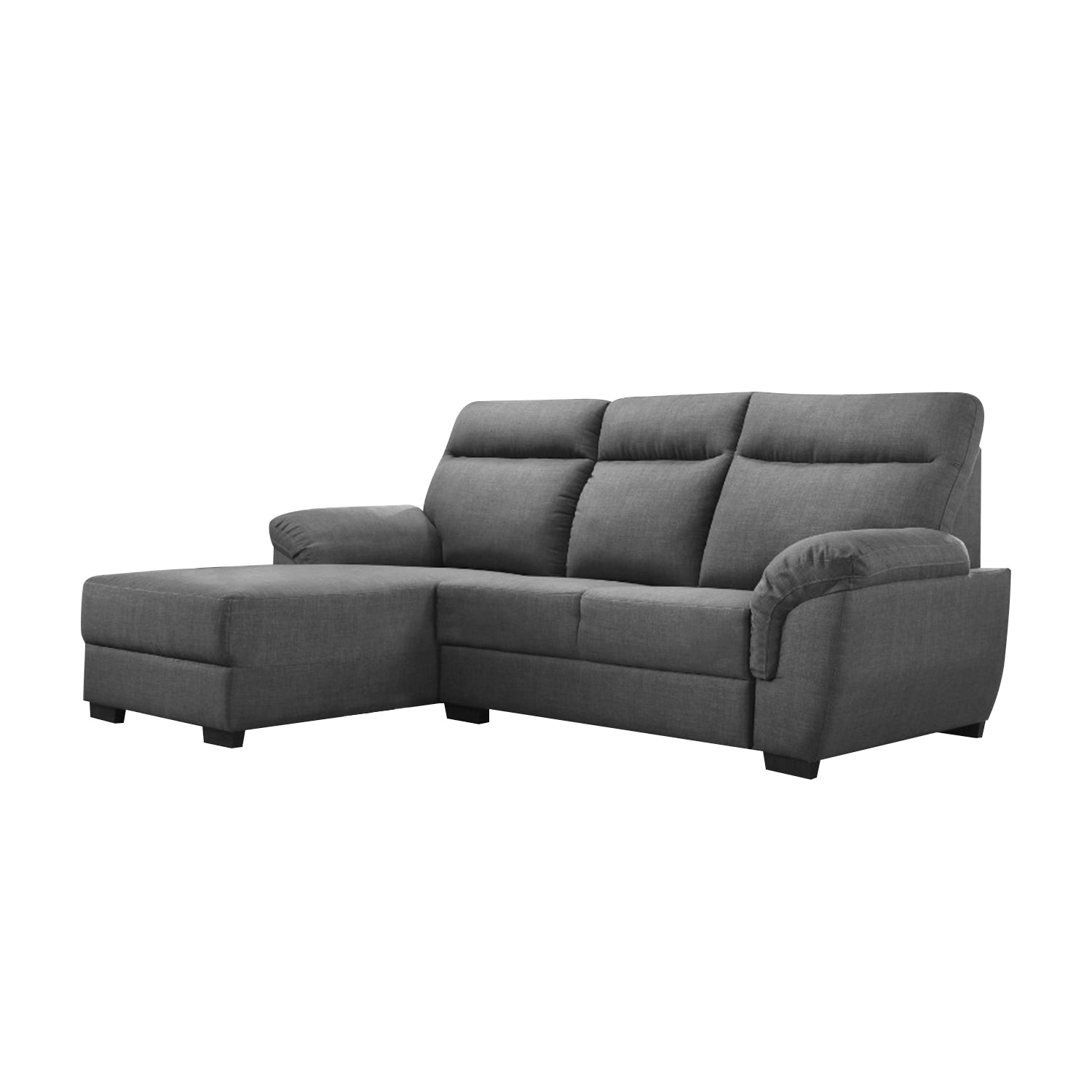 Nevio L-Shaped Fabric Sofa Premium Webbing w/ Zigzag Spring in Grey