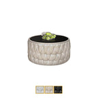 Lavigne Faux Leather Coffee Table In Dark Brown, Black, and Beige-Coffee Table-Furnituremart.sg