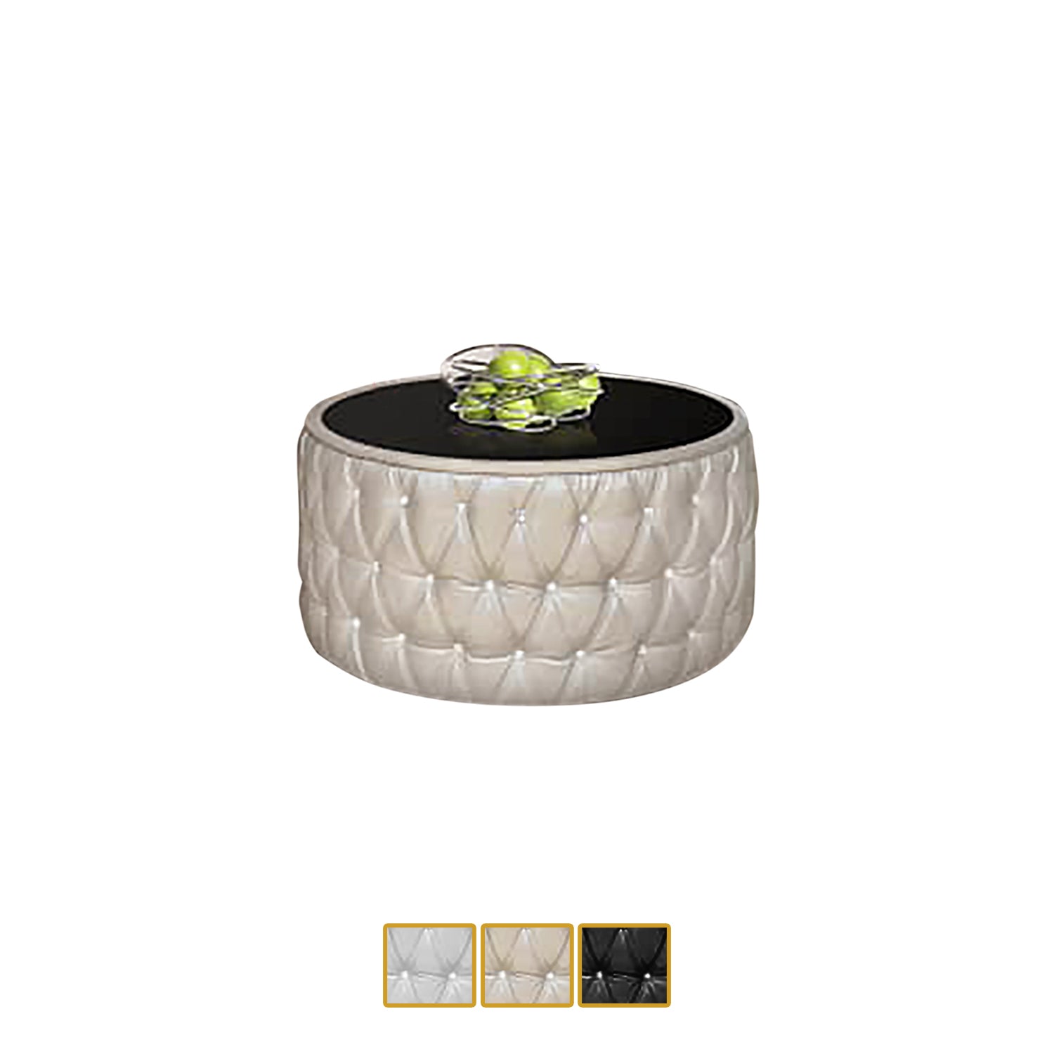 Lavigne Faux Leather Coffee Table In Dark Brown, Black, and Beige-Coffee Table-Furnituremart.sg