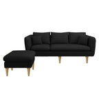 Darwin 3 Seater Leather/ Fabric Sofa With Ottoman In 8 Colours