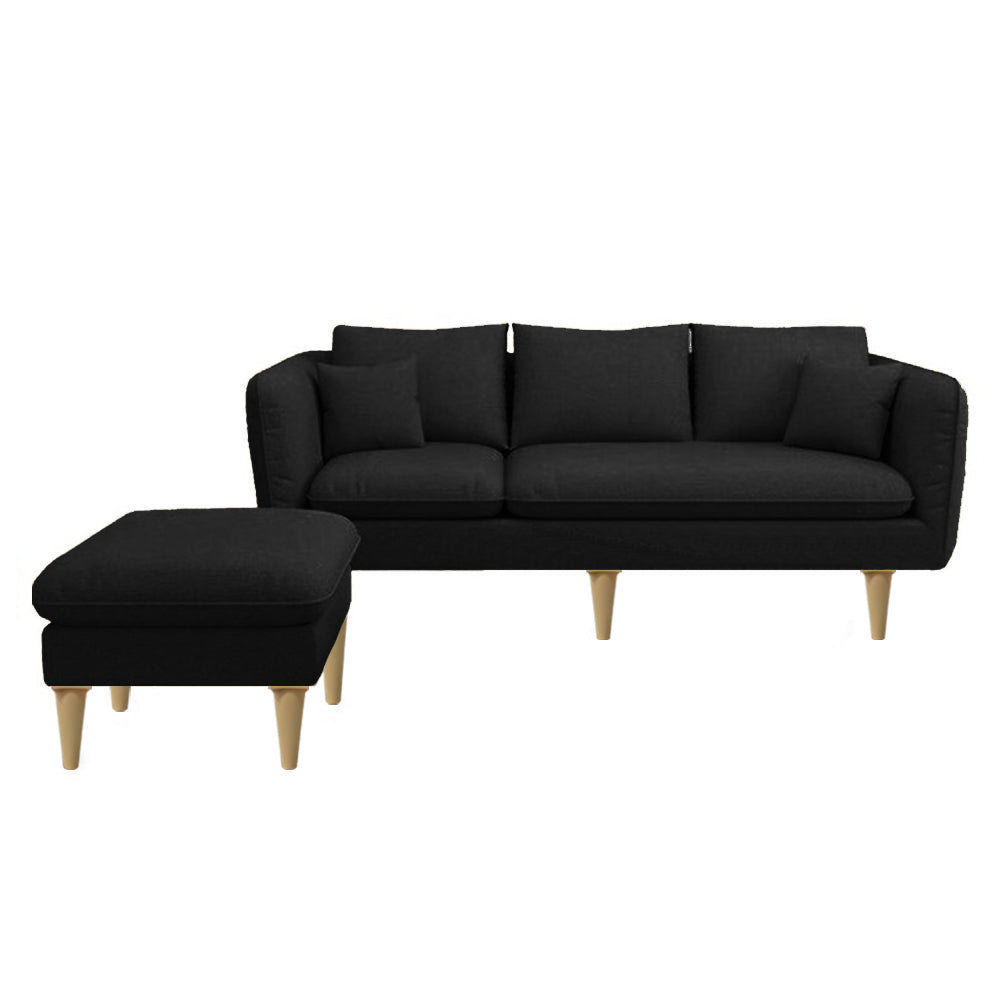Darwin 3 Seater Leather/ Fabric Sofa With Ottoman In 8 Colours
