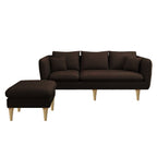 Darwin 3 Seater Leather/ Fabric Sofa With Ottoman In 8 Colours