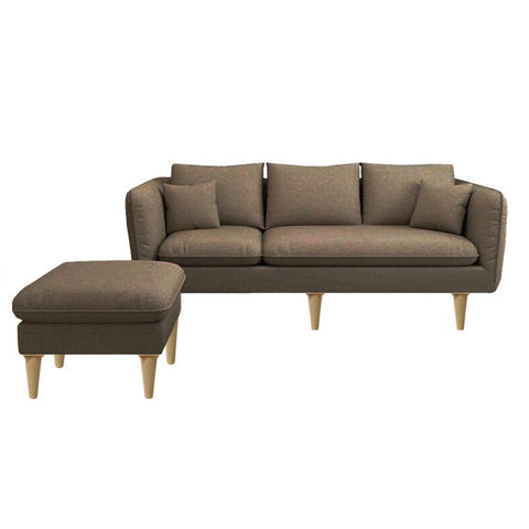 Image of Darwin 3 Seater Leather/ Fabric Sofa With Ottoman In 8 Colours