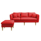 Darwin 3 Seater Leather/ Fabric Sofa With Ottoman In 8 Colours
