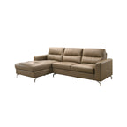 Mona Premium L-Shaped Sofa In Brown Top Grade PU Leather Upholstery