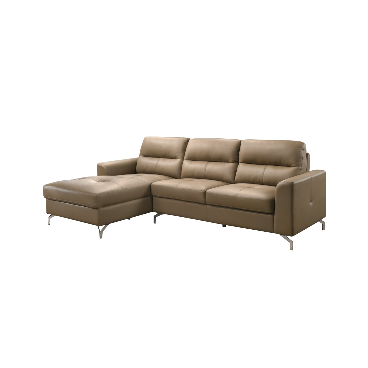 Mona Premium L-Shaped Sofa In Brown Top Grade PU Leather Upholstery