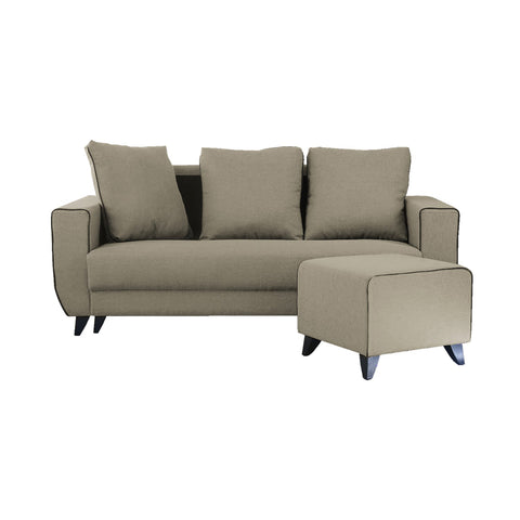 Image of Ruru Series 2/3 Seater Leather Sofa With Ottoman In 12 Colours