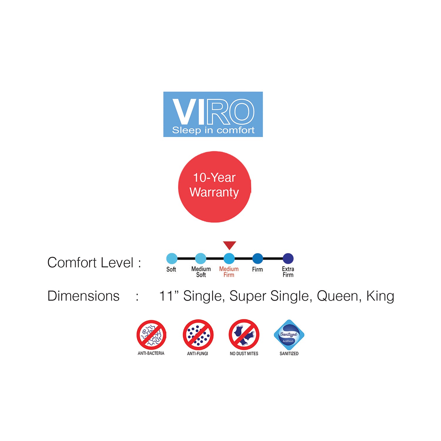  Viro Kalm Rest single spring mattress