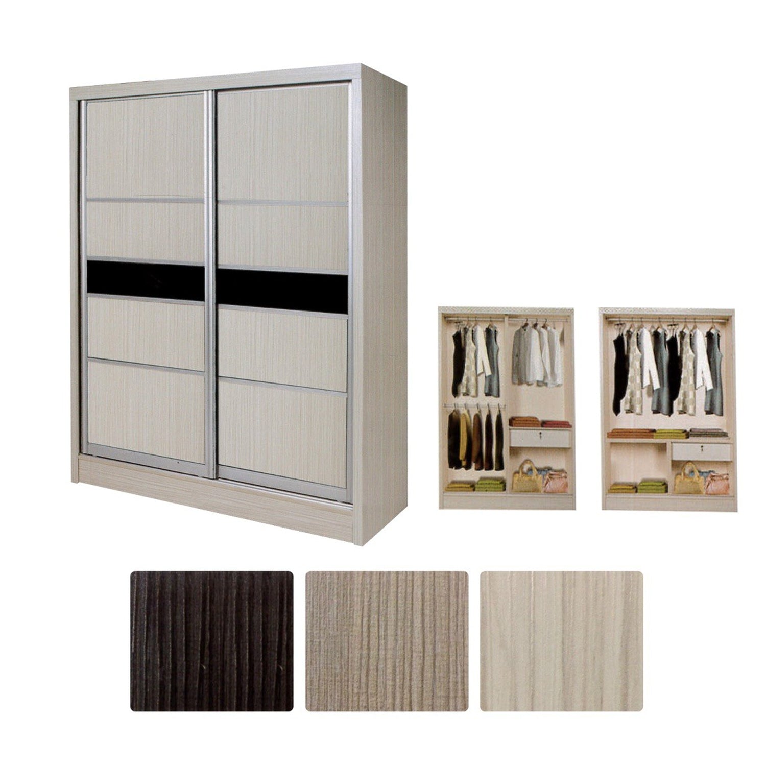 Cielo Series 3 2-Door Sliding Door Wardrobe Multicompartment