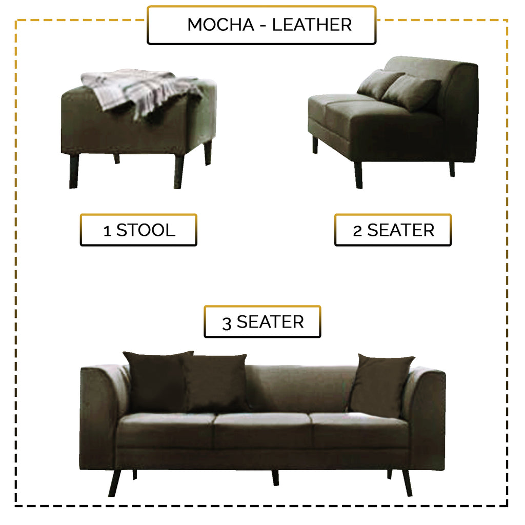 Columbus Fabric/ Leather 3 Piece Modular Sofa Set in 6 Colours-Furnituremart.sg
