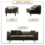 Columbus Fabric/ Leather 3 Piece Modular Sofa Set in 6 Colours-Furnituremart.sg