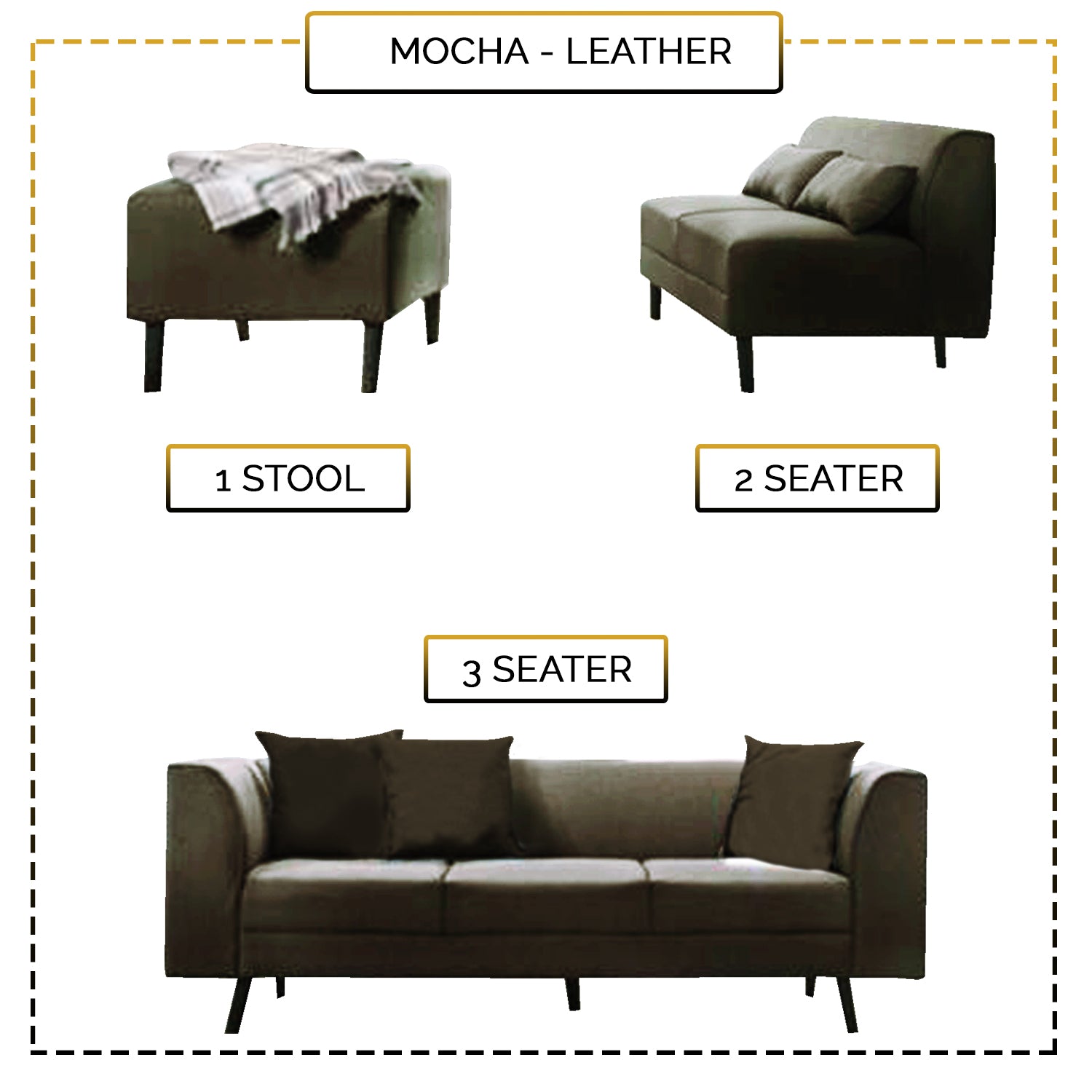 Columbus Fabric/ Leather 3 Piece Modular Sofa Set in 6 Colours-Furnituremart.sg