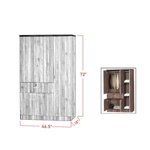 Zara Series 13 Wardrobe 3-Door Cabinet with Drawer in Dark Brown