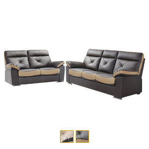 Mondrey 2/3 Seater Faux Leather Sofa In Grey/ Beige-Furnituremart.sg