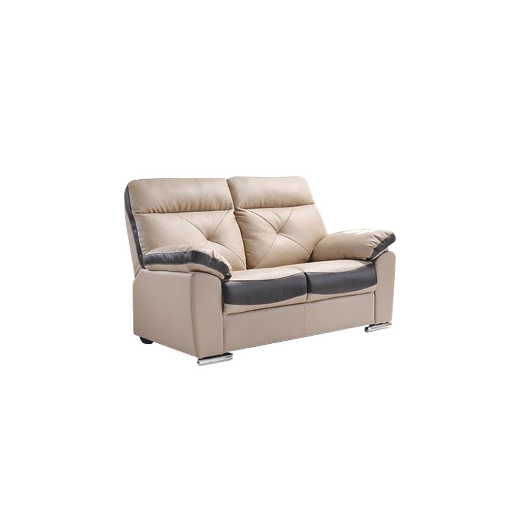 Mondrey 2/3 Seater Faux Leather Sofa In Grey/ Beige-Furnituremart.sg