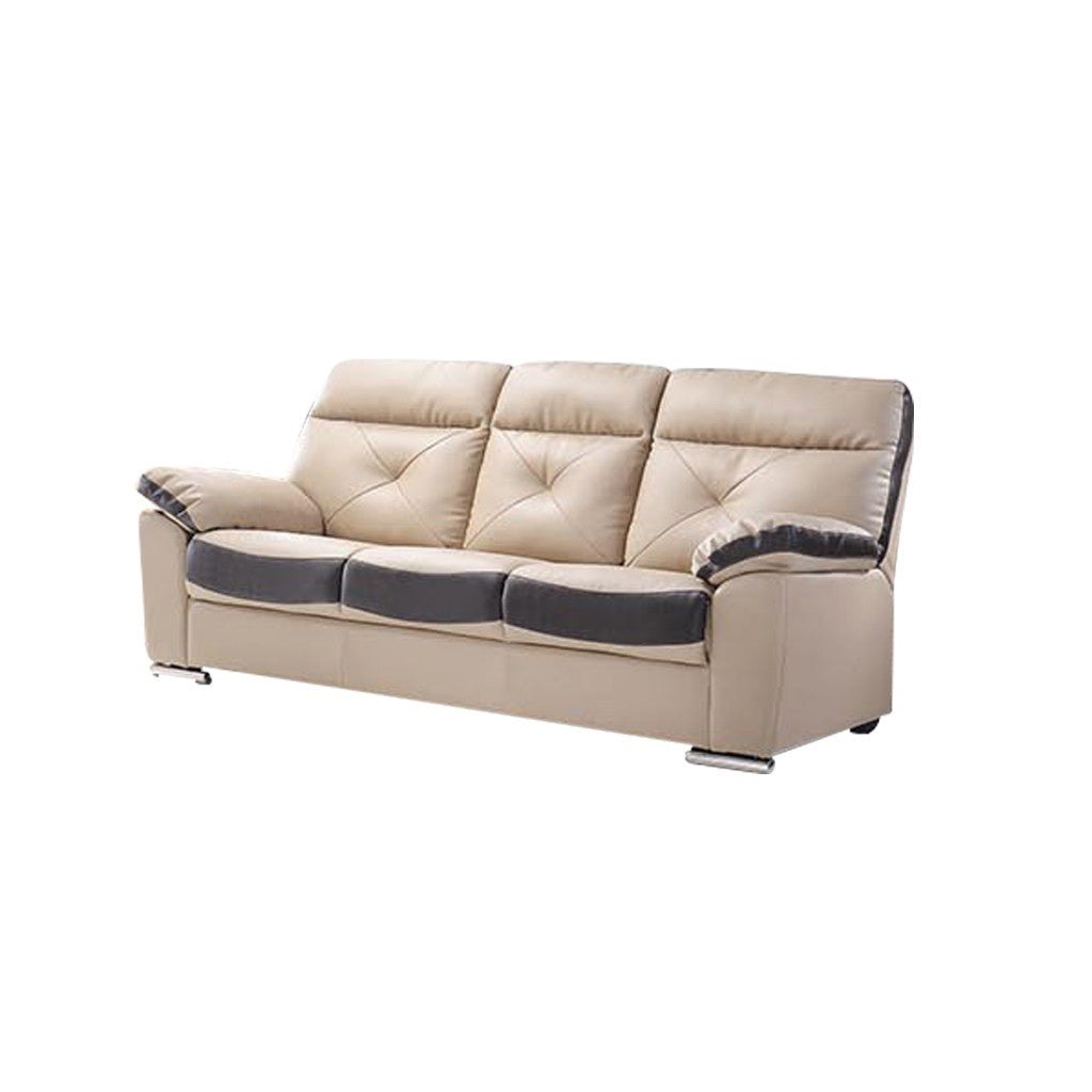 Mondrey 2/3 Seater Faux Leather Sofa In Grey/ Beige-Furnituremart.sg