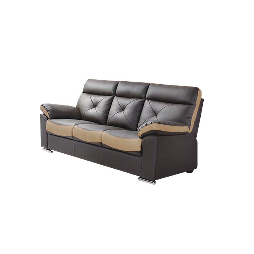 Mondrey 2/3 Seater Faux Leather Sofa In Grey/ Beige-Furnituremart.sg