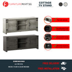 Cottage TV Stand with Planked Doors and Nail Head Details in 2 Colours