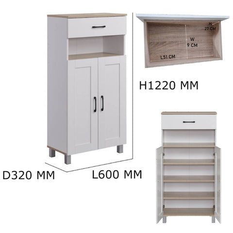 HEMNES 2 Doors + 1 Drawer Shoe Cabinet / Multi Function Shoe Rack / Strong Construction Laminate Wood