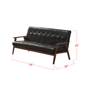 Nina 1/2/3 Seater Faux Leather Sofa And Coffee Table Set In Black-Sofa-Furnituremart.sg