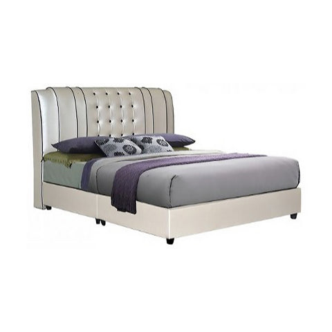 Image of Furnituremart Nova wood and leather bed frame