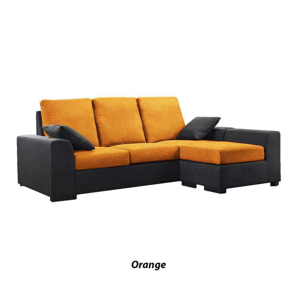 Obi 3 Seater Fabric Sofa with Chaise In 10 Colours-Sofa-Furnituremart.sg