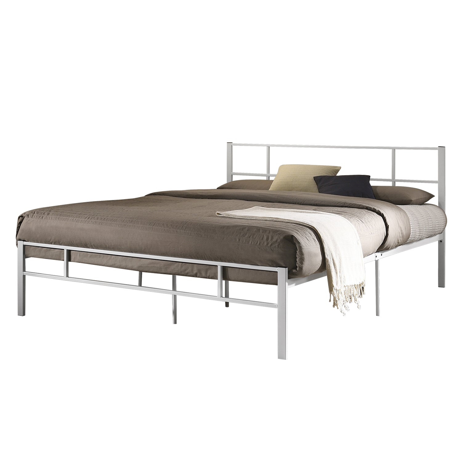 Gina Metal Bed Frame in White And Black Colors - All Sizes Available