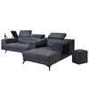 Naomi L-Shaped Sofa with Stool and Storage Upholstered In Premium Grey Color Linen Fabric