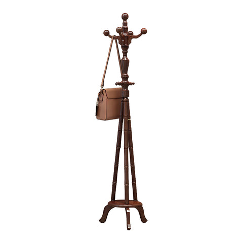 Image of Vece Wood 6 Hooks Standing Clothing Rack in Walnut-Clothing Rack-Furnituremart.sg