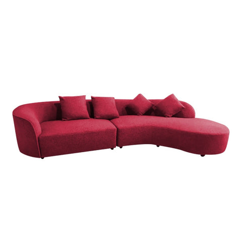 Image of Perla Series Curved Shaped Sofa Imported Italian Fabric in Red