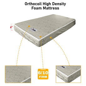 Riella Bed Frame + 6 Inch Foam/ Bonnell Spring Mattress In Single, Super Single Size