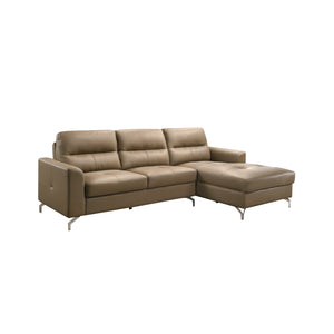 Mona Premium L-Shaped Sofa In Brown Top Grade PU Leather Upholstery