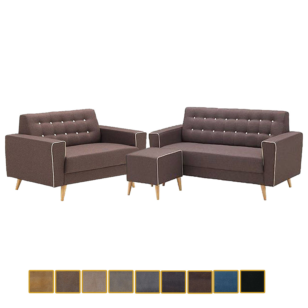 Rosy 1/2/3 Seater Fabric Sofa with Stool In 9 Colours-Furnituremart.sg