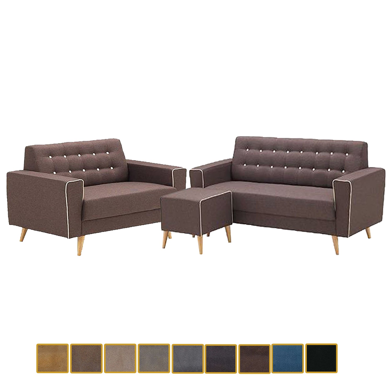 Rosy 1/2/3 Seater Fabric Sofa with Stool In 9 Colours-Furnituremart.sg