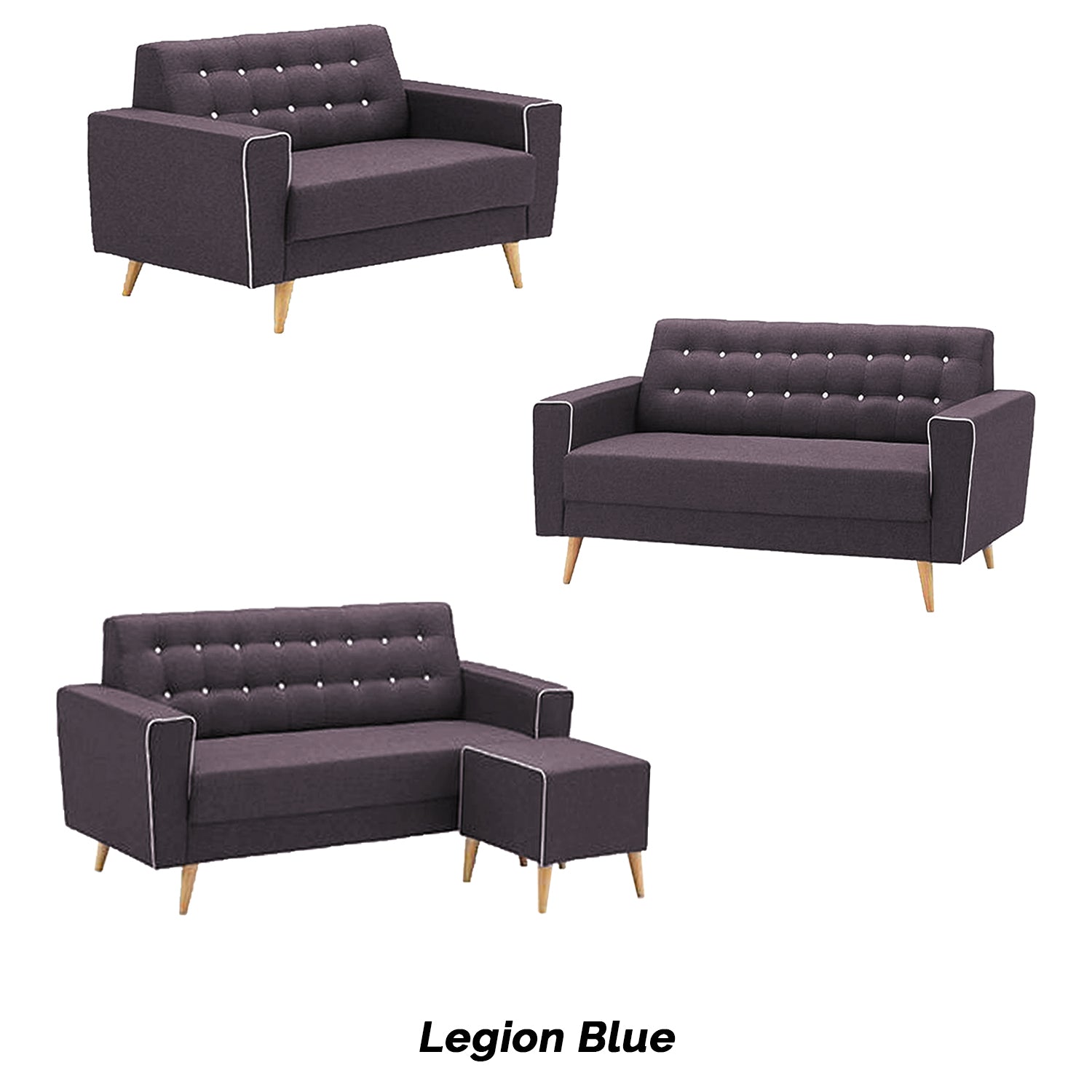 Rosy 1/2/3 Seater Fabric Sofa with Stool In 9 Colours-Furnituremart.sg