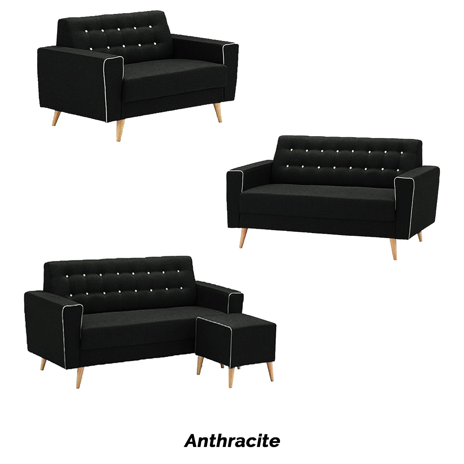 Rosy 1/2/3 Seater Fabric Sofa with Stool In 9 Colours-Furnituremart.sg