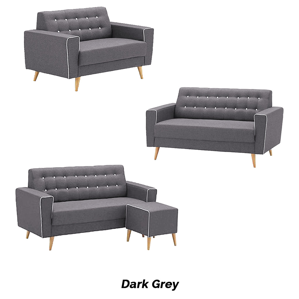 Rosy 1/2/3 Seater Fabric Sofa with Stool In 9 Colours-Furnituremart.sg