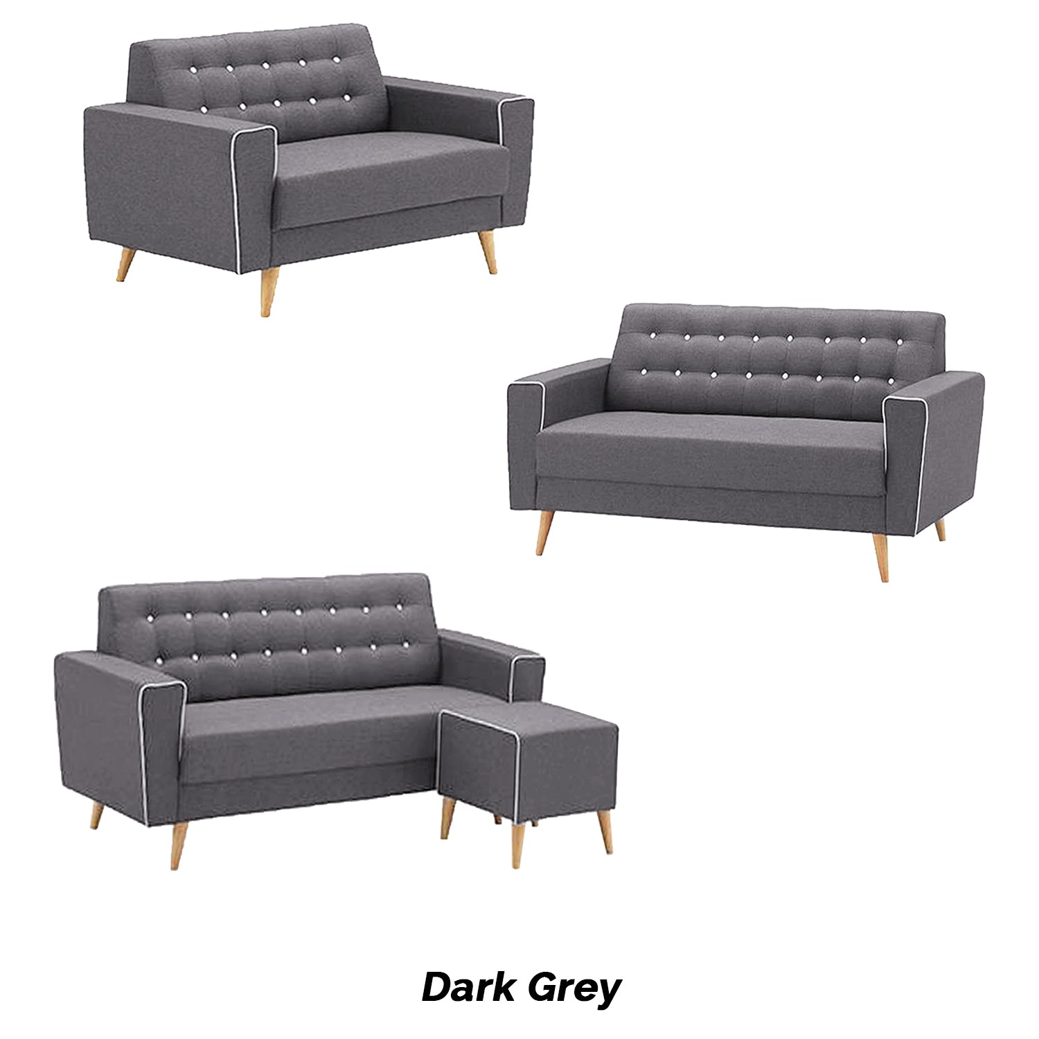 Rosy 1/2/3 Seater Fabric Sofa with Stool In 9 Colours-Furnituremart.sg