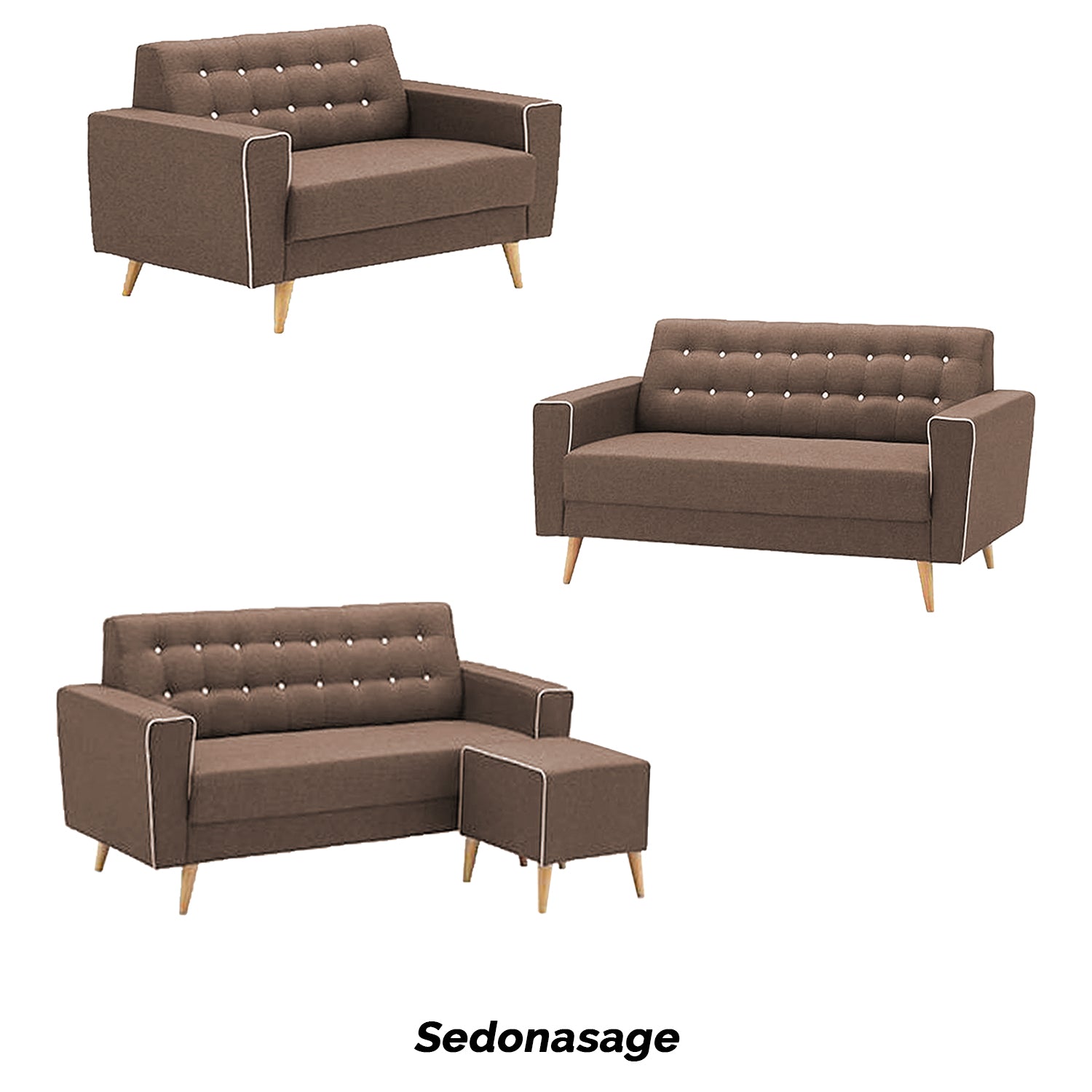 Rosy 1/2/3 Seater Fabric Sofa with Stool In 9 Colours-Furnituremart.sg