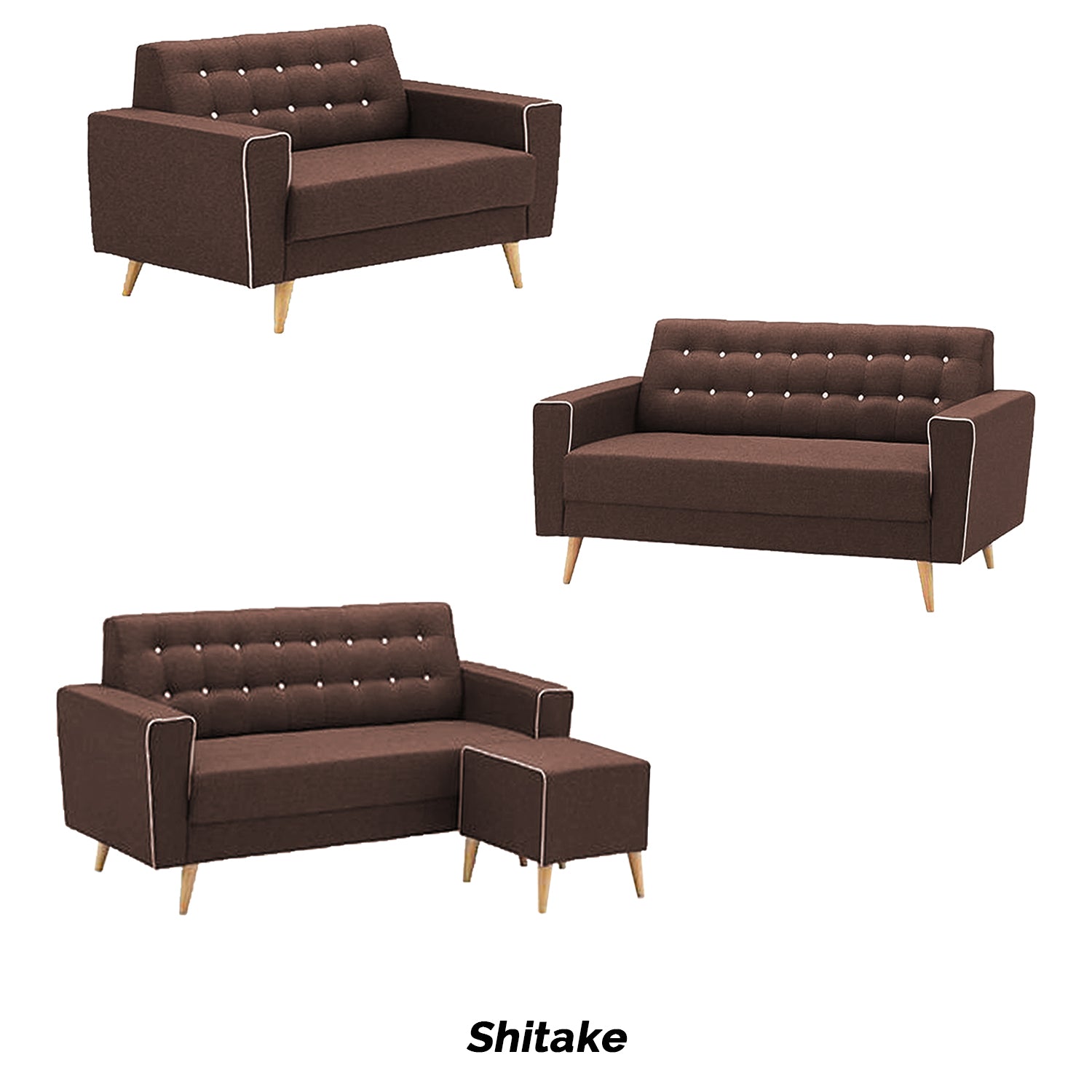 Rosy 1/2/3 Seater Fabric Sofa with Stool In 9 Colours-Furnituremart.sg