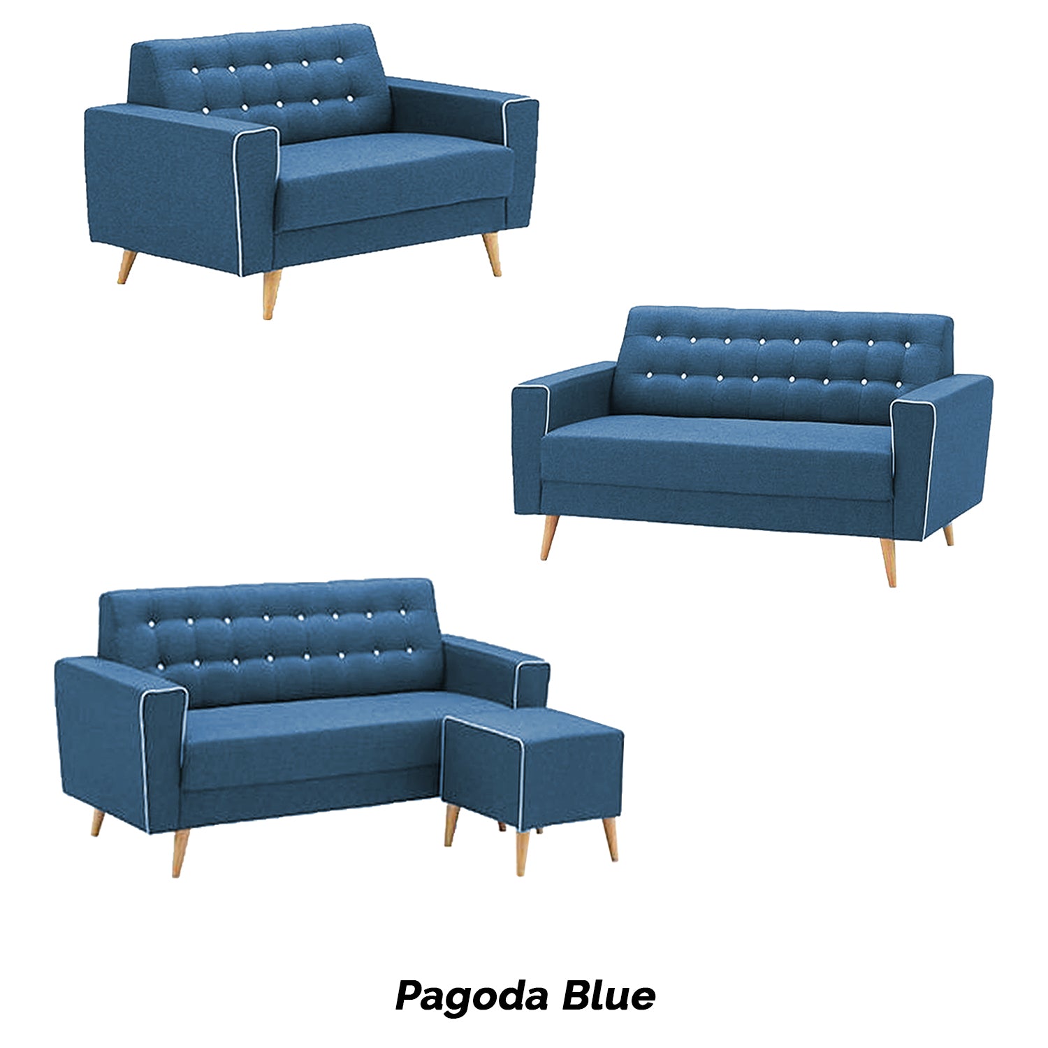 Rosy 1/2/3 Seater Fabric Sofa with Stool In 9 Colours-Furnituremart.sg