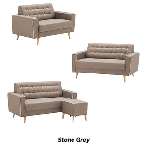 Rosy 1/2/3 Seater Fabric Sofa with Stool In 9 Colours-Furnituremart.sg