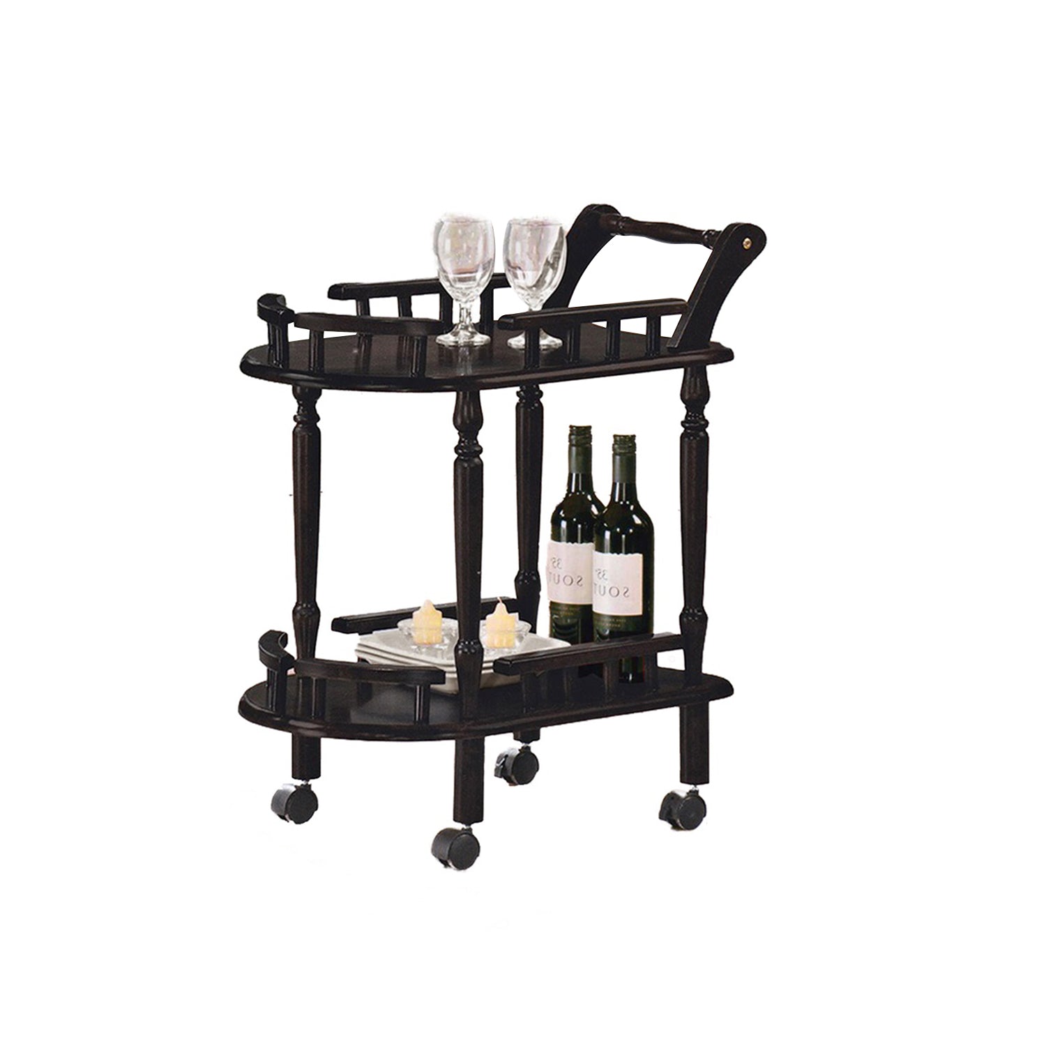 Classic Elegant Heavy Duty Dining/Kitchen Trolley Cart in Wooden Wenge