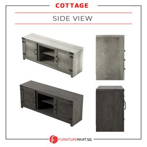 Cottage TV Stand with Planked Doors and Nail Head Details in 2 Colours