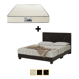 Sabrina Bed Frame + 8 inch Spring Mattress In Single, Super Single, Queen, and King Size