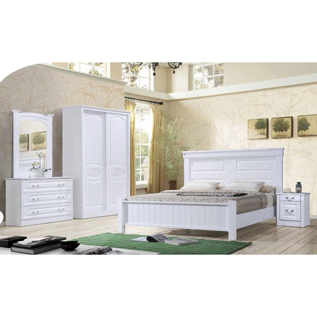 sena korean style 4 piece bedroom set white | furnituremart.sg