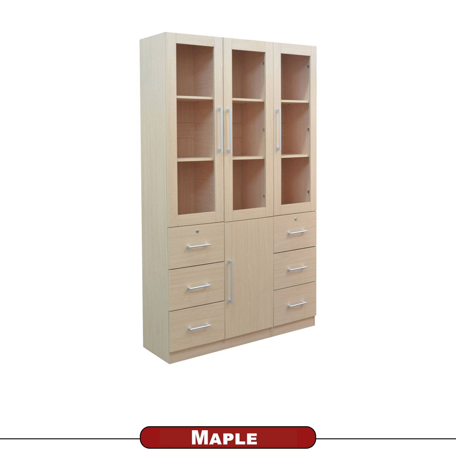 Darra Series 6 Bookshelf With Glass Doors In 3 Colors