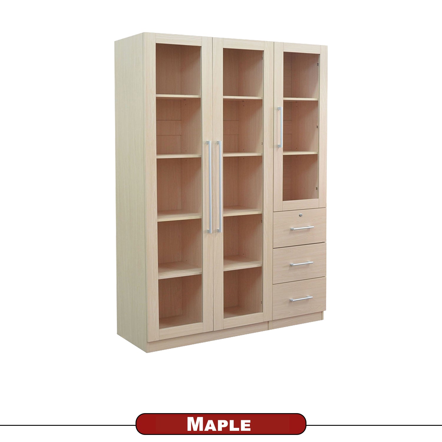 Darra Series 7 Bookshelf With Glass Doors In 3 Colors